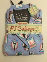 PJ Salvage Cotton Flannel Pajama Shirt/Pants Set Travel Blue Medium - £71.53 GBP