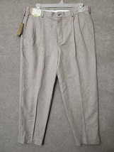 Roundtree Yorke Gold Label Linen Cotton Dress Pants Mens 38x30 Beige Ple... - $32.54