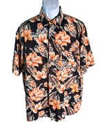 JOHN HENRY Men&#39;s Short Sleeve Button Down Rayon Floral Shirt Large - $277.82 MXN