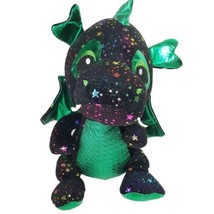 Toy Factory Dragon Stuffed Animal 16&quot; Viper II Black Green Rainbow Shiny Stars - £15.81 GBP