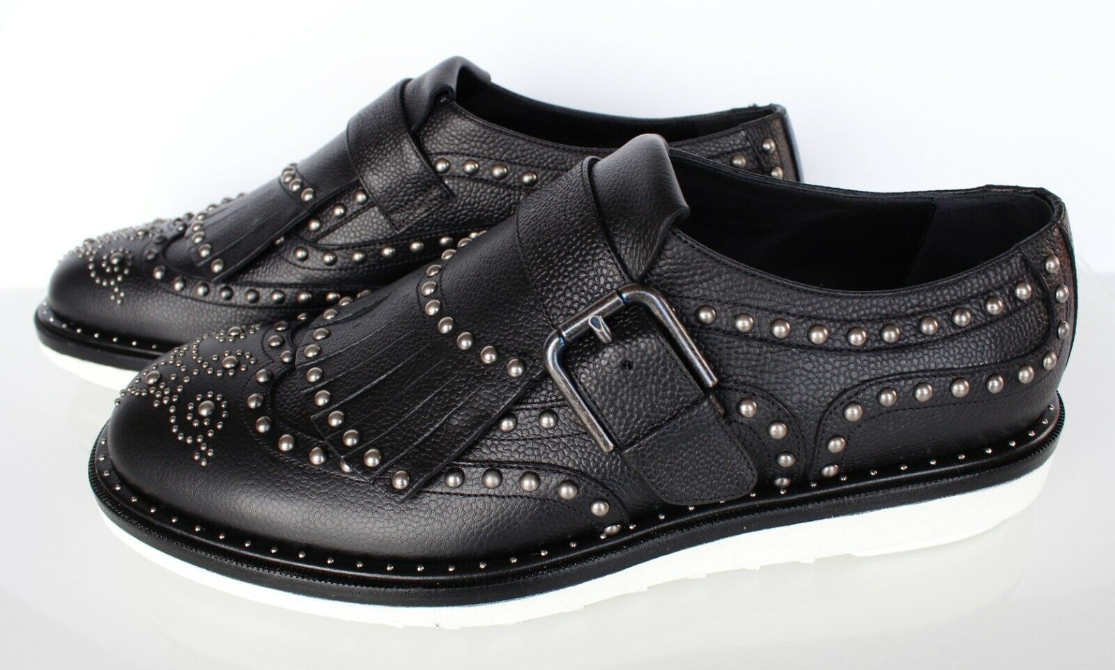 DOLCE & GABBANA Leather Studded Monk Strap Shoes Size 11US BNIB $1695 ITALY Made - $674.75