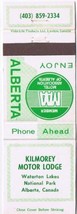 Matchbook Cover Kilmorey Motor Lodge Waterton Lakes National Park AB - $0.67