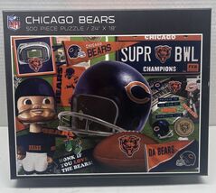 Rare Vintage Nostalgic Collage sealed Chicago Bears 500 Piece Puzzle 24”... - $11.77