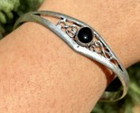 925 Sterling Silver Plated Natural Black Onyx Cuff Bangle, Bracelet Jewe... - £14.25 GBP