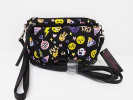 No Boundaries Printed Emoji Canvas Crossbody Clutch Purse - £8.99 GBP