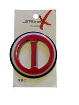 Vintage Streamline Red White Black Plastic Round Buckle 2” Japan NOS Sewing - $7.91