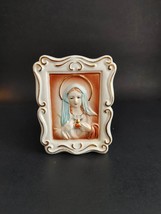 Vintage Sacred Heart Blessed Mother Wall Pocket Indoor Planter Religious - £21.88 GBP