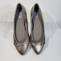 Womans Dr. Scholls Ballet Flats Pewter/Silver Size 6 Buckel Detail Pointy toe - £15.57 GBP