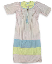 Vintage Saybury Pastel Rainbow Seersucker Kaftan Long House Coat Dress Half-Zip - £22.09 GBP