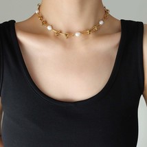 Freshwater Pearl Titanium Steel Necklace - £12.94 GBP