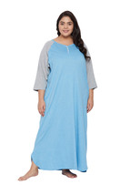 Solid Sky Blue Poly Cotton Melange Dress for Women - £19.25 GBP