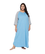 Solid Sky Blue Poly Cotton Melange Dress for Women - £19.20 GBP