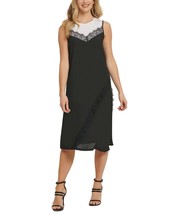 DKNY Sleeveless Dress Medium Womens Black White Lace Mixed Media Sheath New - $470.96 MXN