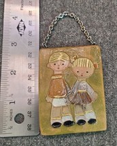 3 Hungarian Folk Art Hand Painted Ornament 1960s Clay W Boy &amp; Girl - £6.69 GBP