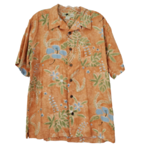 Joe Marlin Orange Hawaiian Shirt Men&#39;s Aloha Coral Palm Floral Leaf Size... - $9.46
