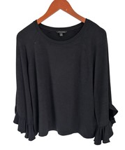 Banana Republic Small Pullover Sweater Black Knit Ruffle Cuff Long Sleeves - $19.79