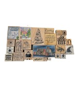 24 Pc Rubber Stamp Set Decorative Holiday Christmas Winter Themed - $12.96