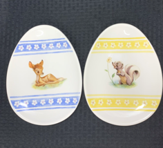 Disney Easter Egg Plates Set of 2 Bambi Flower Skunk Ceramic 10.5 in - $19.40