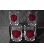 PIER 1 IMPORTS 4.125&quot; Double Old Fashioned Glass ABIGAIL&#39;S RED DOT  - Se... - $47.81 CAD