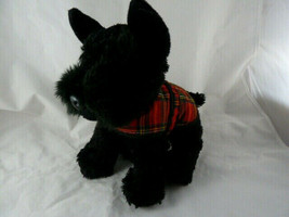 Keel Toys Soft Black Scottie Dog with Tartan Jacket 9&quot; X 10&quot; ADORABLE! - £10.84 GBP