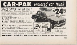 1960 Print Ad Car-Pak Enclosed Trunk for Top of Autos Nermel Corp San Gabriel,CA - £8.16 GBP