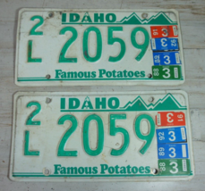 Vintage Matching Pair Idaho License Plates 80s 90s #2L 2059 Famous Potatoes - £12.34 GBP