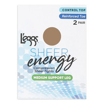 L&#39;eggs Sheer Energy Medium Leg Support Control Top Tights, 2 Pair Nude S... - £11.79 GBP