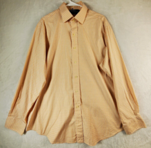 Polo Ralph Lauren Shirt Mens Sz 17.5 Orange Plaid Long Sleeve Collar Button Down - £16.78 GBP