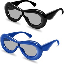 Trendy Inflated Sunglasses for Women Sexy lip sunglasses Thick Fram (Black,Blue) - £11.64 GBP