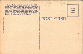 Vtg Linen Postcard St Ignace Michigan MI - Castle Rock w Parking Lot Cars Unused - £3.07 GBP