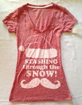 Christmas T Shirt Size Large Stashing Thru Snow Moustache Fifth Sun Vint... - £19.01 GBP