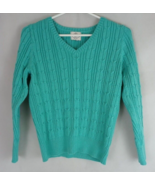 St. John&#39;s Bay Women&#39;s Solid Green Cable Knit Sweater Size Small - $237.71 MXN