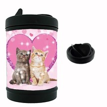 Sparkle Heart Kittens Black Metal Car Ashtray/Mini Trashcan pink girly y2k - $12.82