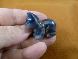 Y-CAT-LDC-552) blue gray KITTY CAT gemstone STONE carving figurine love ... - £11.19 GBP