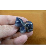 Y-CAT-LDC-552) blue gray KITTY CAT gemstone STONE carving figurine love ... - £11.01 GBP