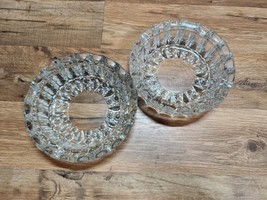 Vintage Ashtrays - Round HEAVY Crystal Ribbed Clear Glass - 5.75&quot; Diameter (2) - £23.71 GBP