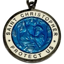 St. Christopher Protector of Travel Large Surf Medal 1” Blue &amp; White Enamel - $2,312.93 MXN