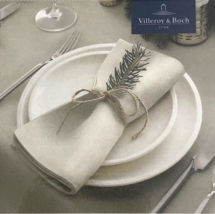 Villeroy &amp; Boch Napkins 18x18&quot; Windsor Beige Silver Sparkle Set of 4 New... - £28.88 GBP