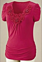 Women&#39;s Summer Day Work Cruise Chruch Beach Blossom knit Top tee plus size 2X - £27.68 GBP
