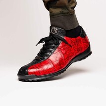 Hand painted big block alligator scales Sneaker Shoes Saulo BlackCherry image 6