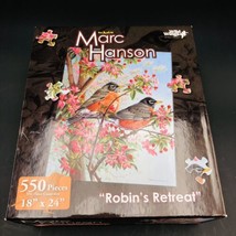 The Art of Marc Hanson 550 pc Jigsaw Puzzle Berry Bucket Birds &amp; Flowers - £9.55 GBP