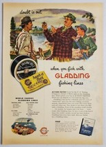 1948 Print Ad Gladding Fishing Lines 2 Men &amp; Boy Fishing Canoe South Otselic,NY - $13.48