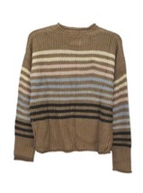 Hippie Rose Juniors Striped Crewneck Sweater, Medium, Portobella Combo - $34.99