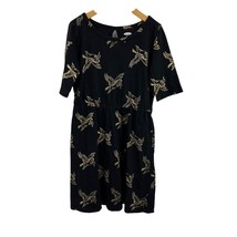 Old Navy Black Dress with Gold Metallic Pegasus All Over Print Size Small - £6.47 GBP