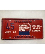 Vintage Illinois 1991 Centel Western Open License Plate 45 COG HILL COUN... - $46.96 CAD