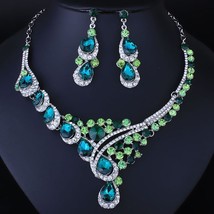 FARLENA Jewelry Multicolor Crystal Rhineatones Necklace Set for Women Wedding &amp;  - £34.66 GBP