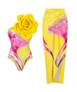 2024 3D Flower Printed One Piece Swimsuit Set - $51.95+