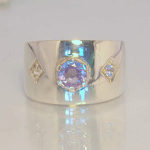 Color Change Pink Blue Sapphire White Sapphire 925 Silver Ring size 9 Design 433 - £97.60 GBP
