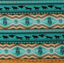 Cotton Southwestern Stripes Tucson Turquoise Fabric Print By The Yard D463.56 - £25.15 GBP