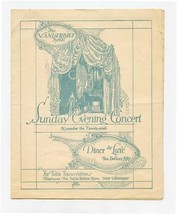 Vanderbilt Hotel Diner de Luxe Menu Concert Program New York City November 1926 - £50.61 GBP